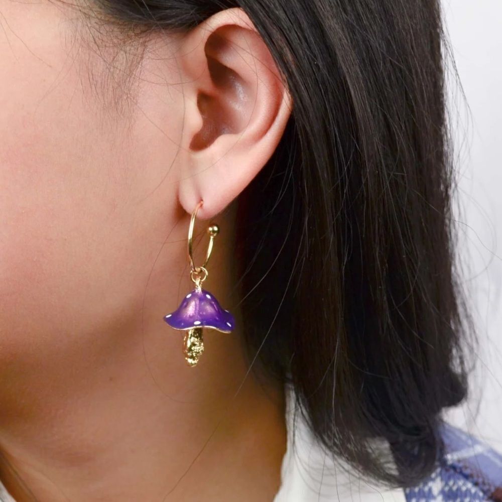 Purple Mushroom drop earring N177